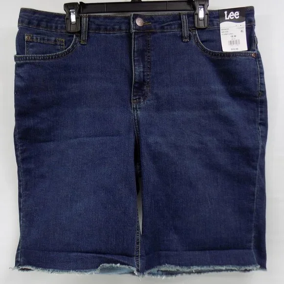 Lee Bermuda Mid-Rise Stormy Lines Denim Shorts Size 18M NWT - Picture 1 of 7